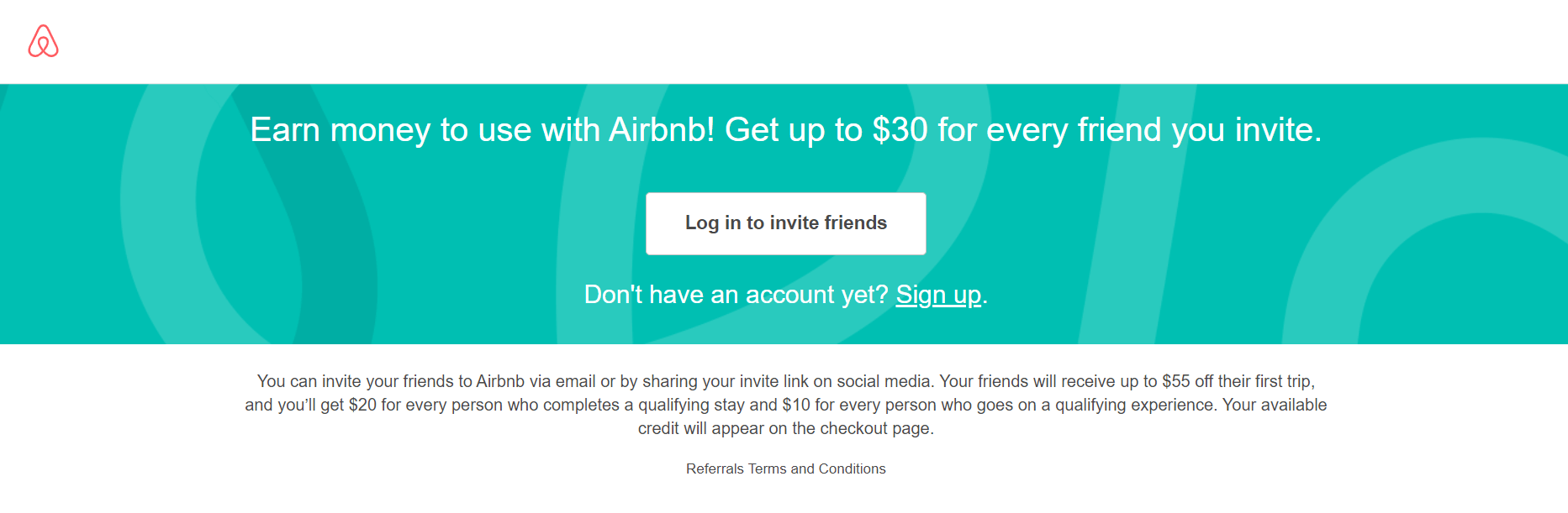 Login für das Airbnb-Empfehlungsprogramm