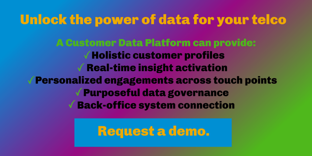 電話会社向けのSAPカスタマーエクスペリエンスカスタマーデータプラットフォームのデモをリクエストするための画像。 （telcoトレンド2022に関する記事で。）
