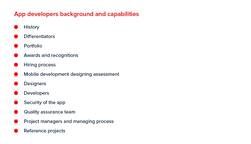 App Developers background and capabilities