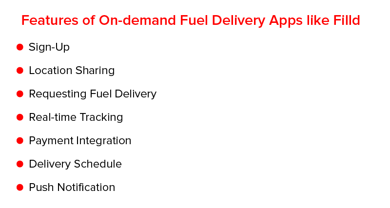 Features of On-Demand Fuel Delivery Apps like Filld