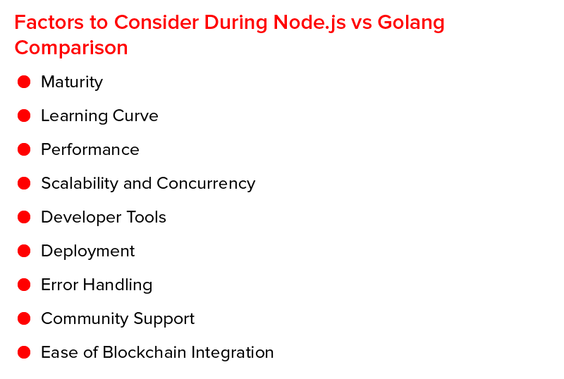 Factori de luat în considerare în timp ce comparația Node.js vs Golang