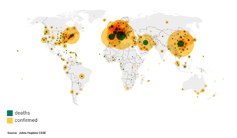 corona cases around the world