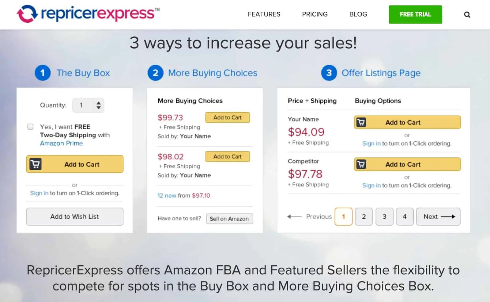 RepricerExpress helps FBA and Featured sellers to set up your repricing strategy