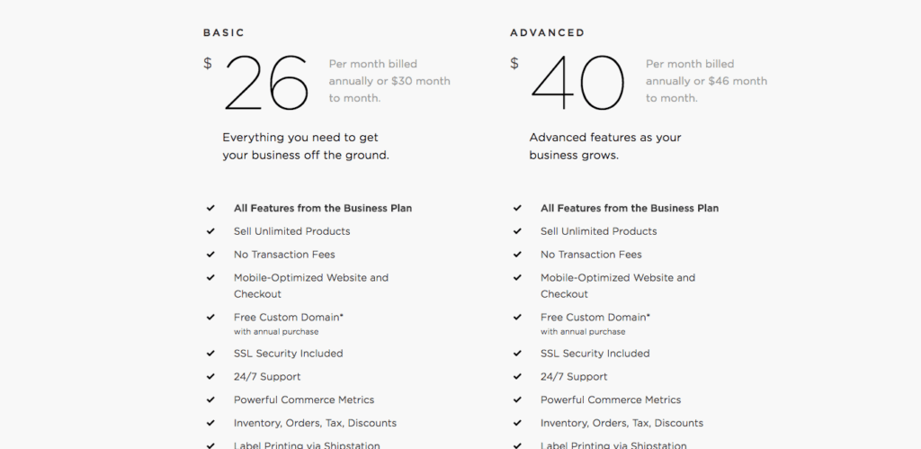 Simple Pricing — Squarespace