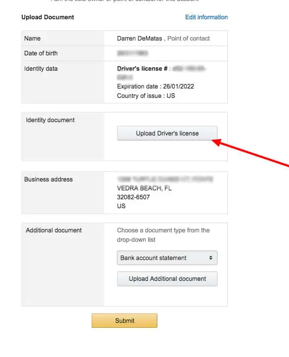 Amazon Seller Identity Verification