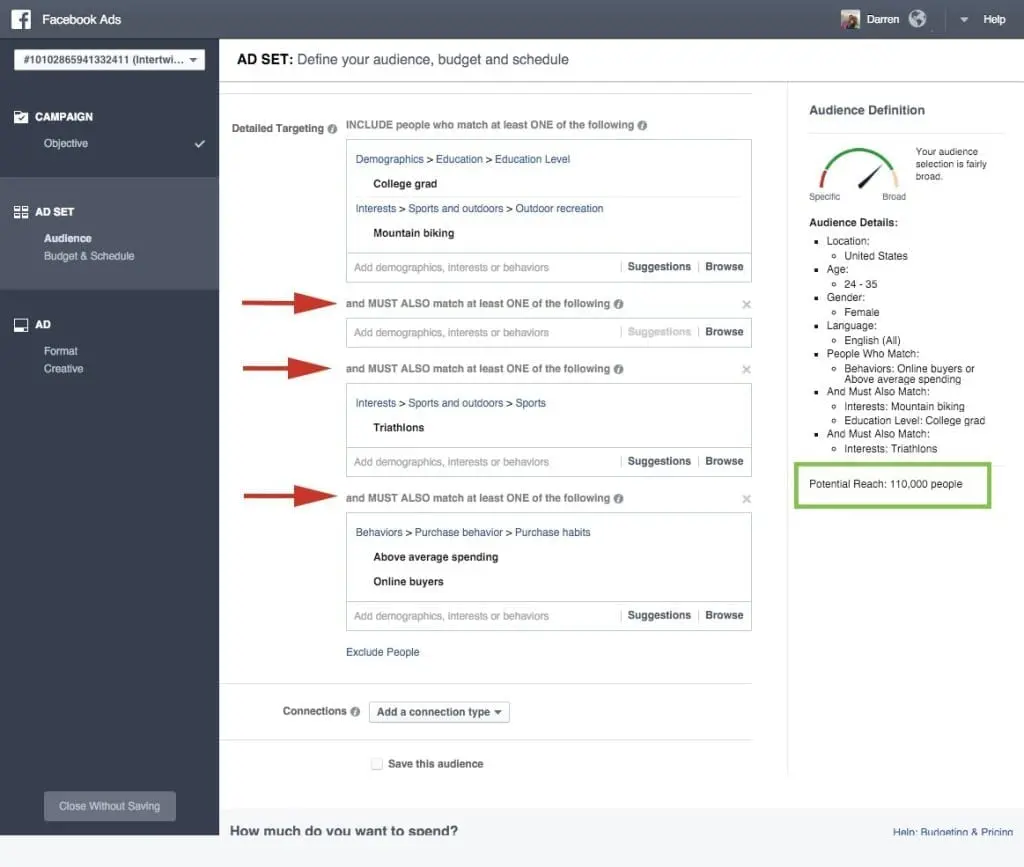 Facebook Audience Size Example