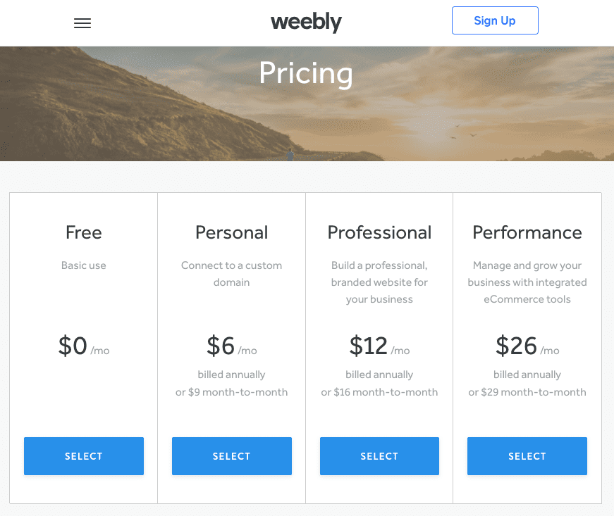 www.weebly.com pricing