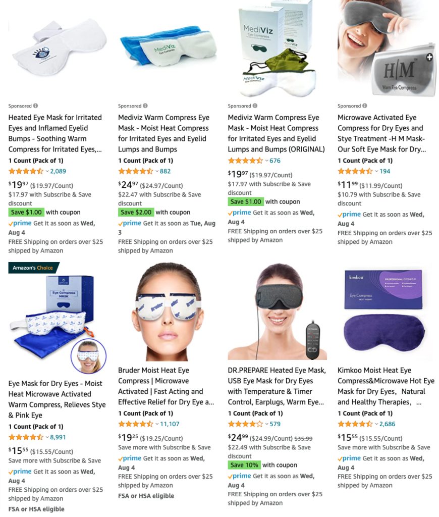 Eye Compresses on Amazon