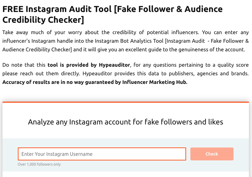 Check for fake instagram followers