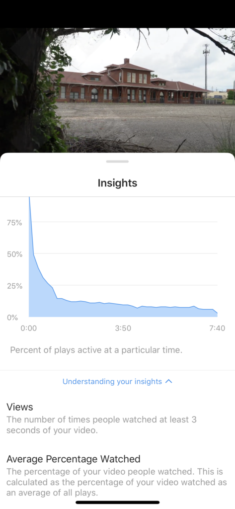 Gli approfondimenti di IGTV possono mostrarti dove stanno cadendo i tuoi utenti nei tuoi video, oltre al coinvolgimento totale