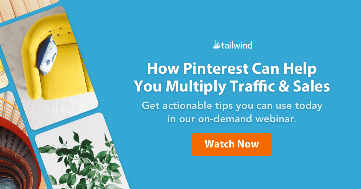 Guarda ora: come Pinterest può aiutarti a moltiplicare traffico e vendite. Ottieni suggerimenti utili che puoi utilizzare oggi nel nostro webinar on-demand.