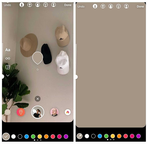 Zmiana koloru tła w Instagram Stories za pomocą narzędzia do zakraplania