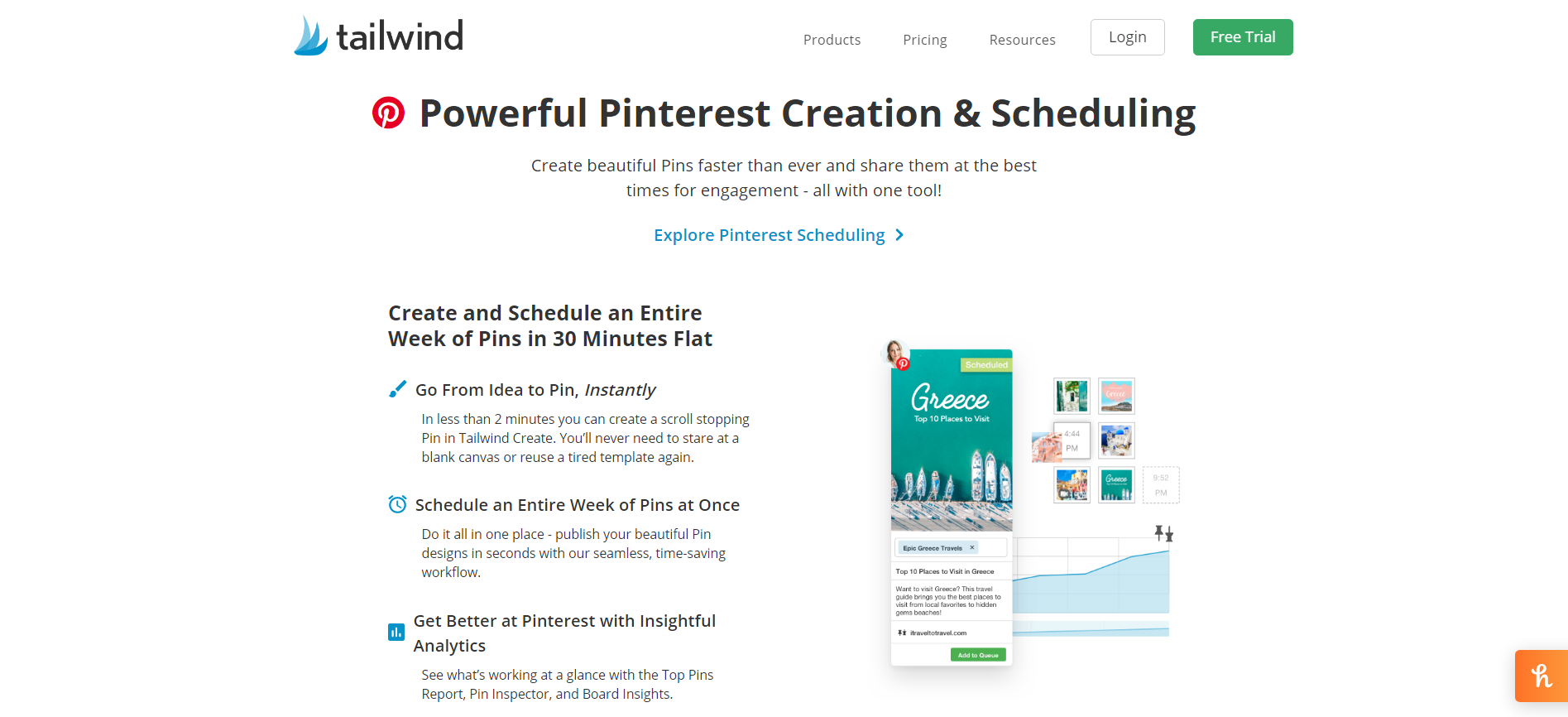 Tailwind Pinterest Creator Screenshot per il post del blog "20 strumenti di marketing per i social media indispensabili".