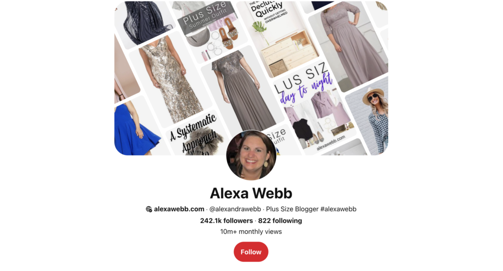 Captura de tela da entrevista com Alexa Webb de seu Pinterest