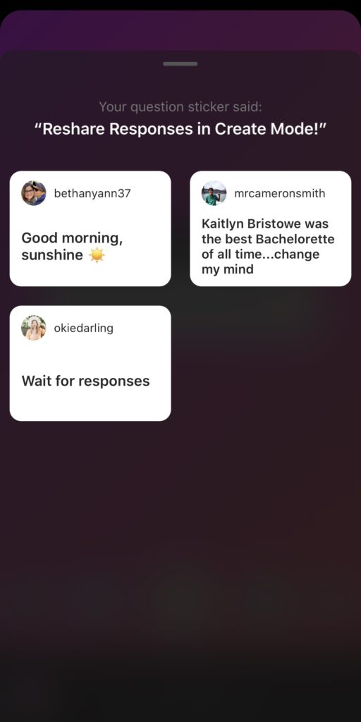 Zeigen Sie Antworten an und teilen Sie sie über den Instagram-Fragenaufkleber