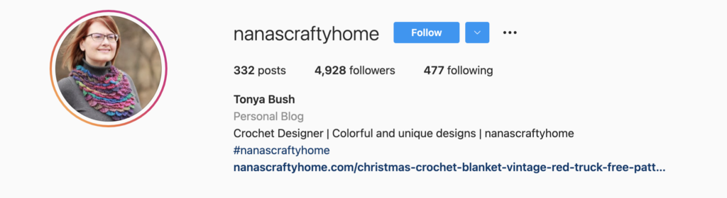 Nana'nın Crafty Home Instagram ekran görüntüsü