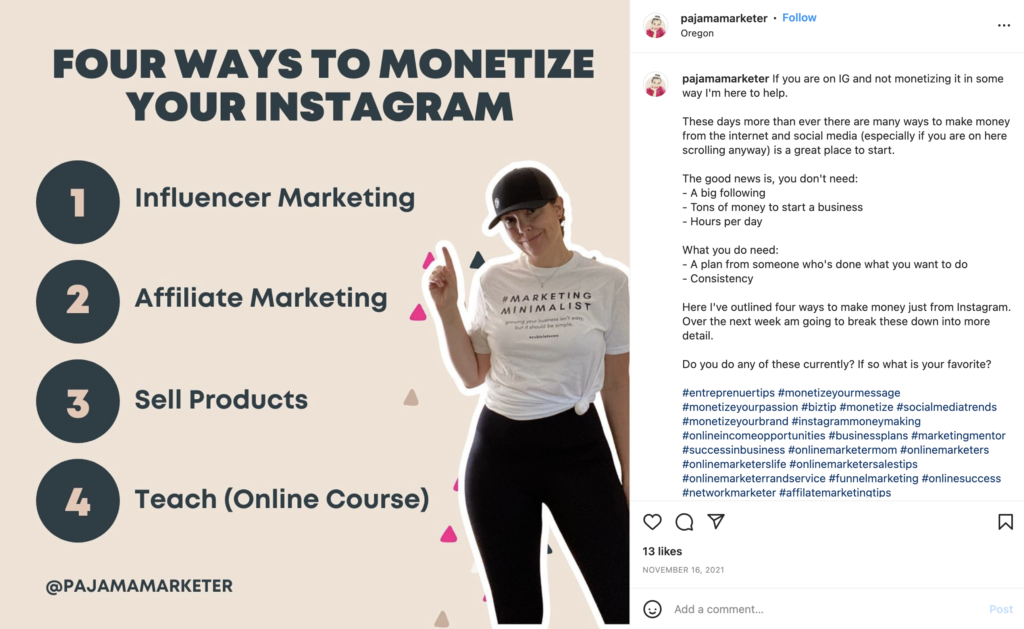 Estudo de caso do pijama Marketer Captura de tela 1 do Instagram