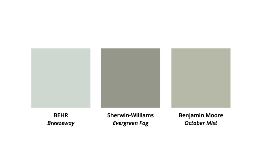 حوامل ألوان العام من BEHR و Sherwin-Williams و Benjamin Moore بدرجات اللون الأخضر