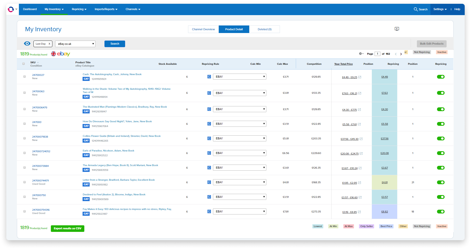 Logiciel de retarification eBay