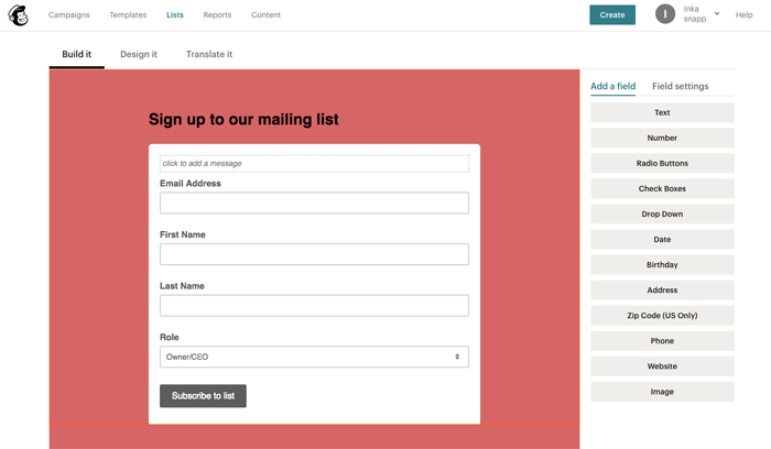 Formularze MailChimp