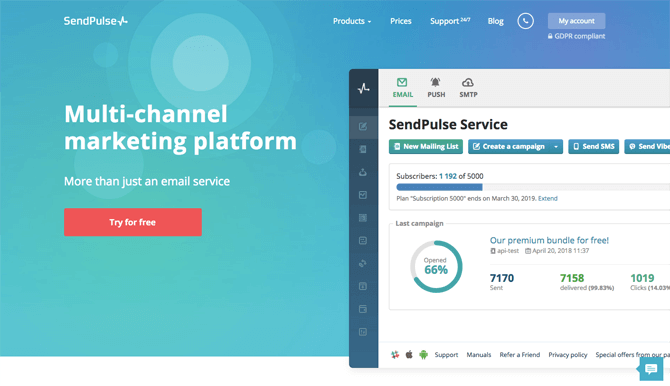 Sendpulse 무료 이메일 마케팅