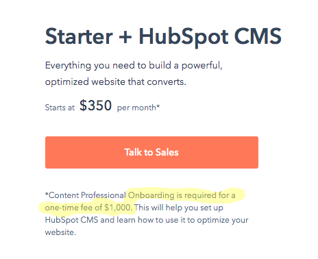 HubSpot 온보딩 수수료