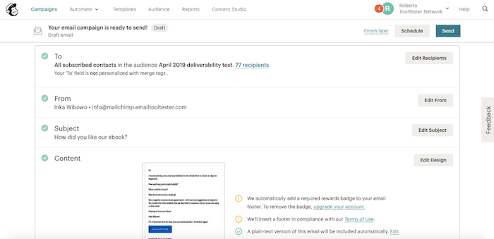 sendinblue vs edytor mailchimp mc