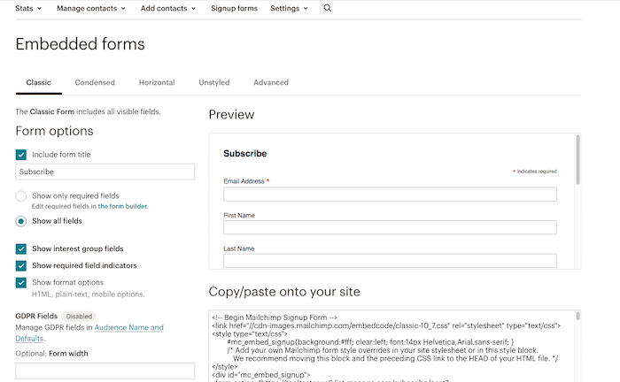 formularz rejestracyjny sendinblue vs mailchimp mc