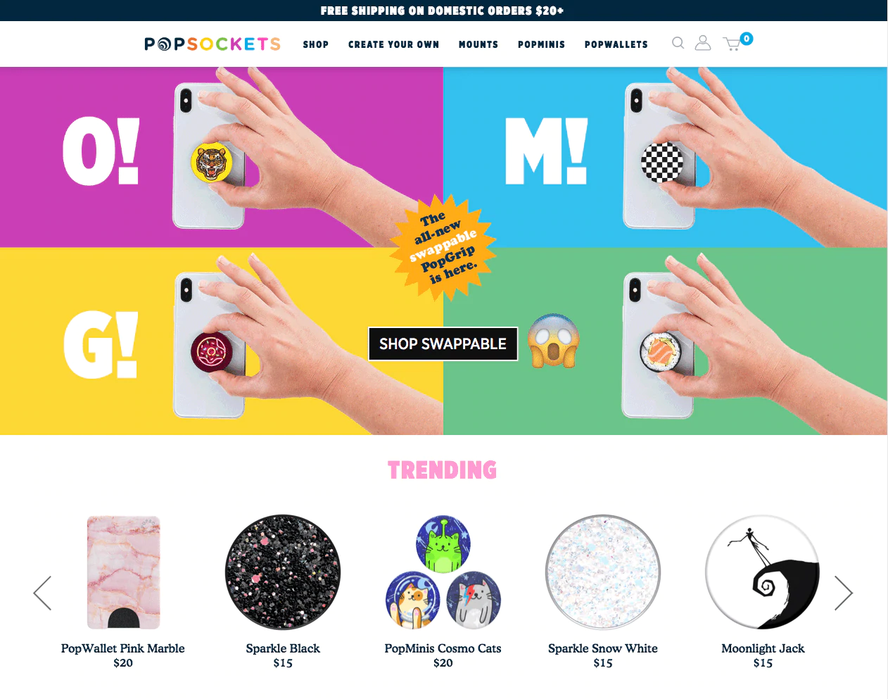 projekt strony głównej popsockets