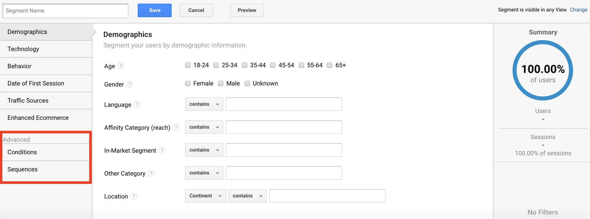 Zaawansowane segmenty Google Analytics