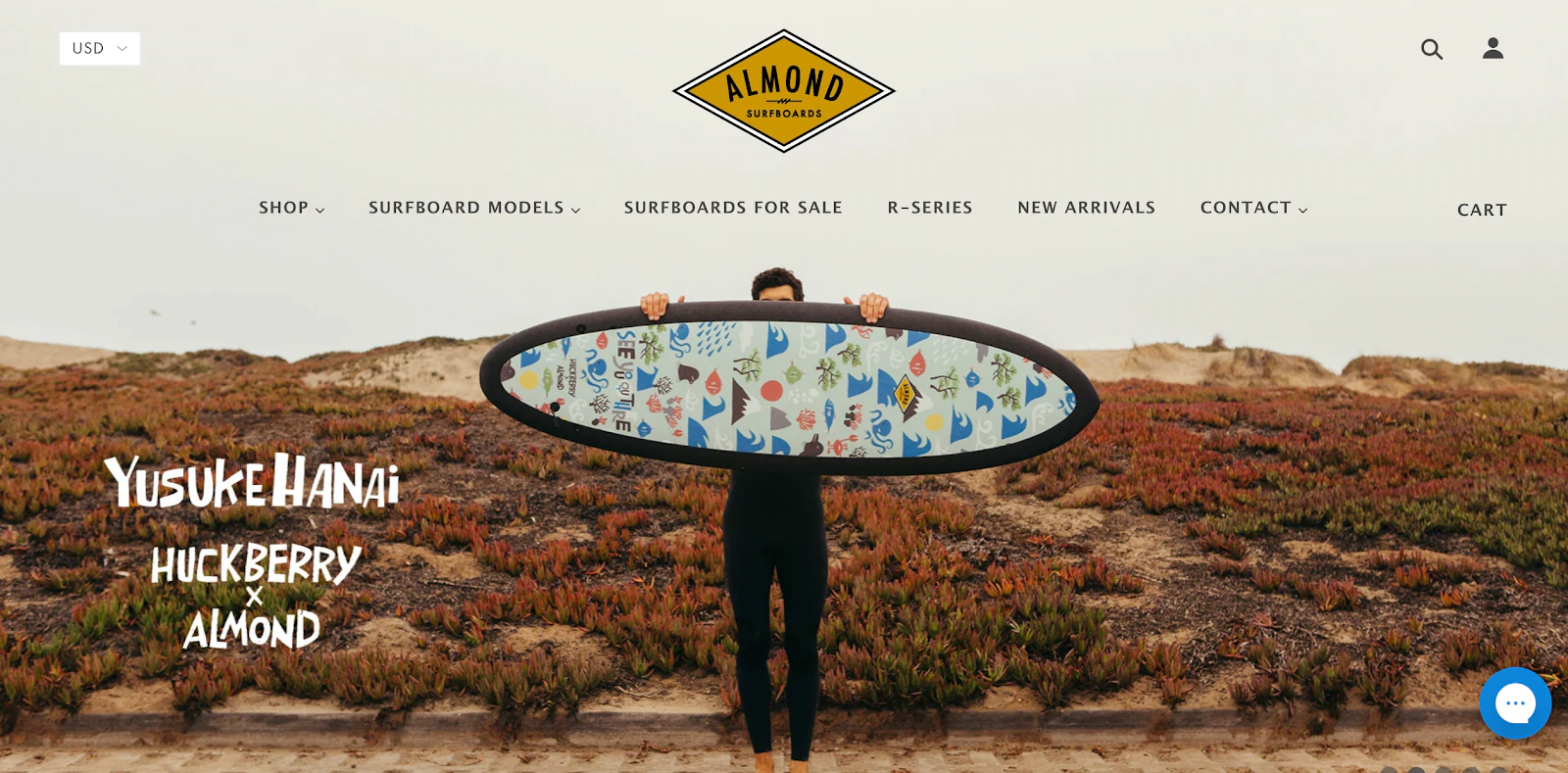 Site e-commerce de planches de surf Almond