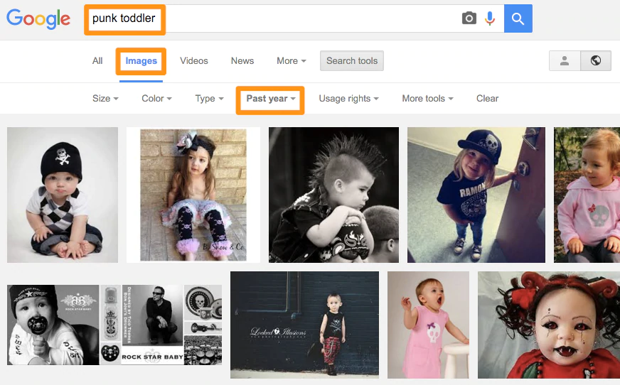 パンク幼児のGoogle画像検索結果のスクリーンショット