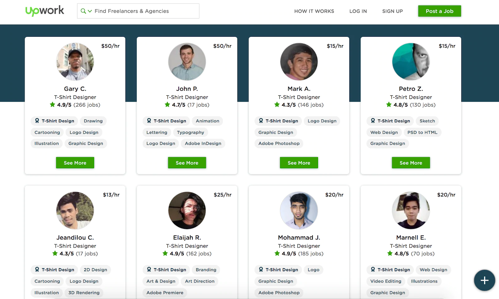 Diseñadores de camisetas de alquiler en Upwork