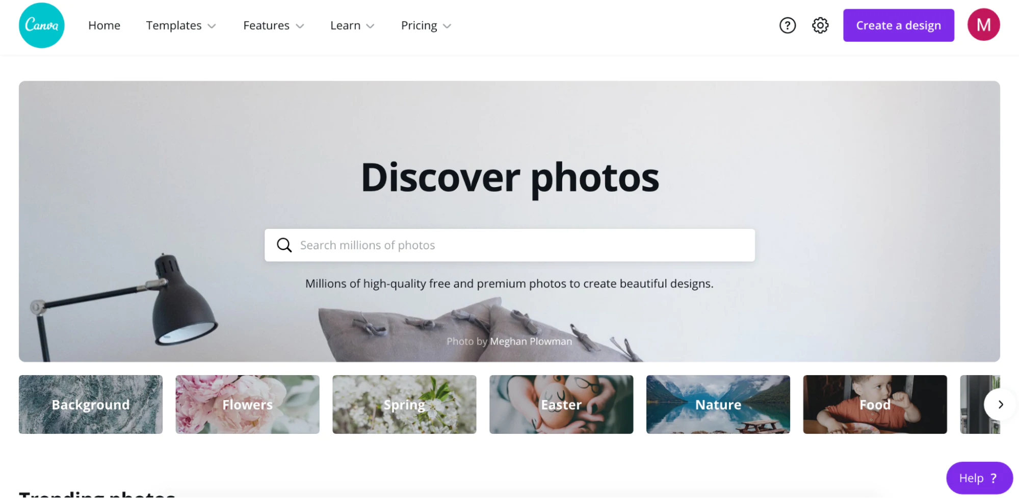 Canva site gratuit de photos d'archives