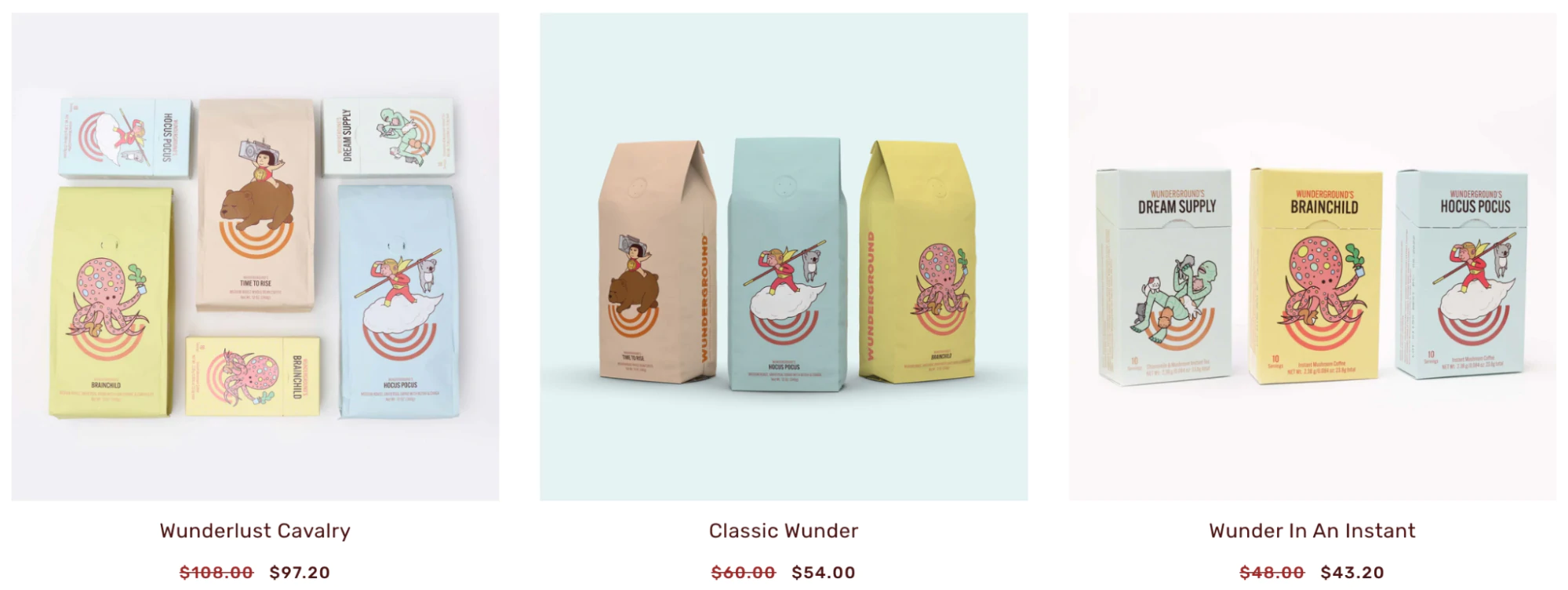 WundergroundCoffeeのWebサイトの製品ページの例。