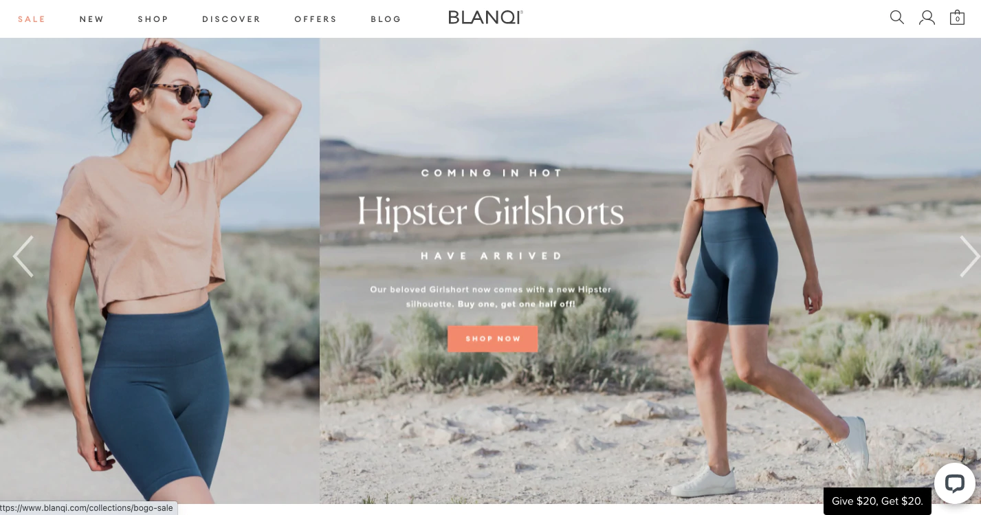 BLANQIのウェブサイトは、顧客が自社製品を使用しているライフスタイル写真を特集しています。