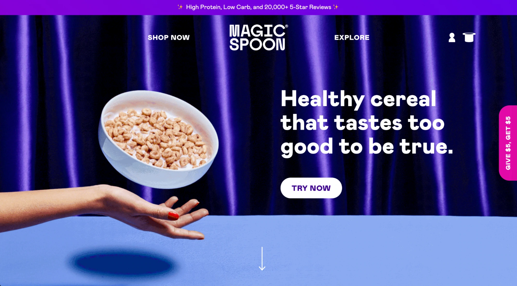 シリアルを販売するDTCビジネスであるMagicSpoonのWebデザイン例