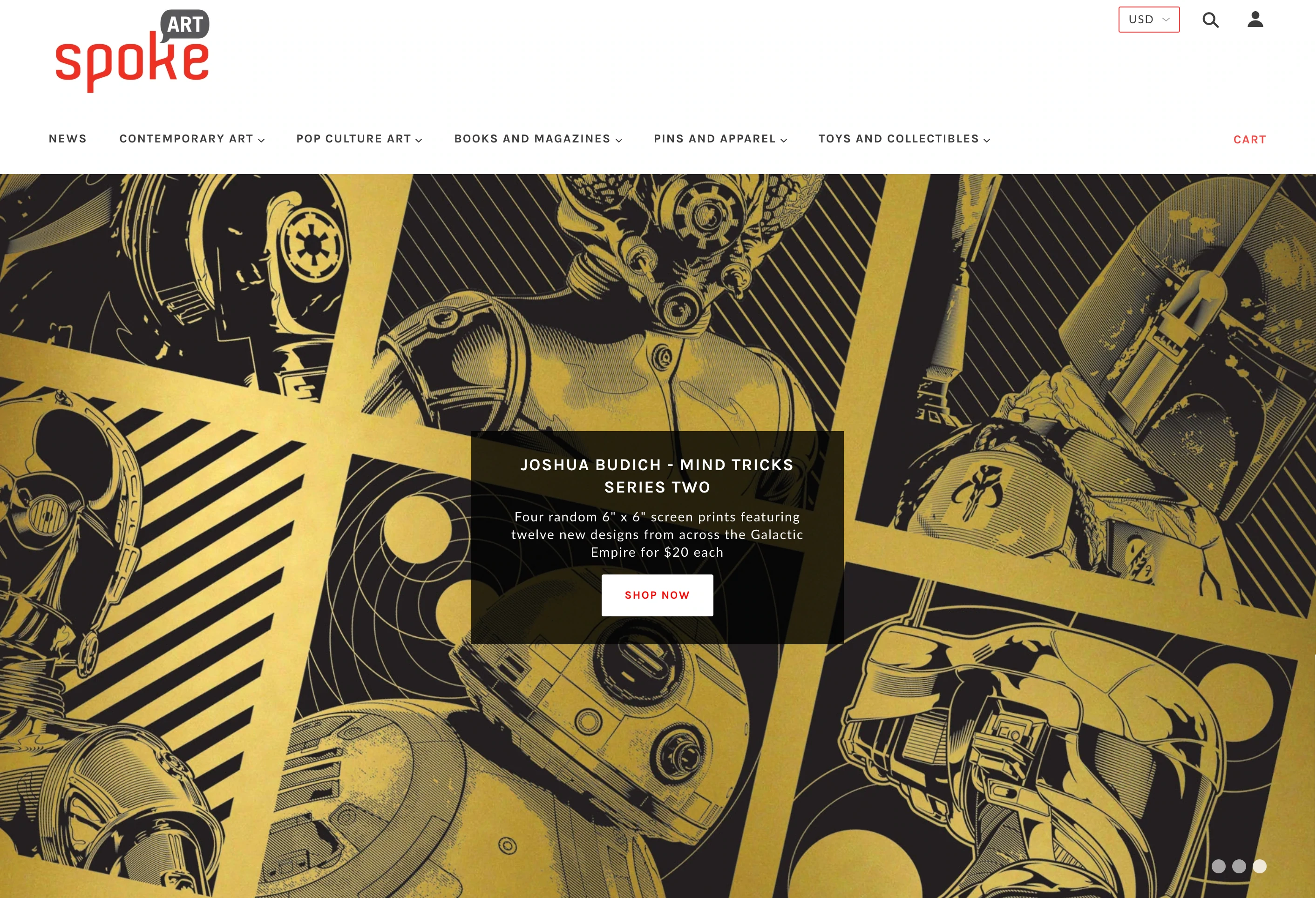 Screengrab della homepage di Spoke Art