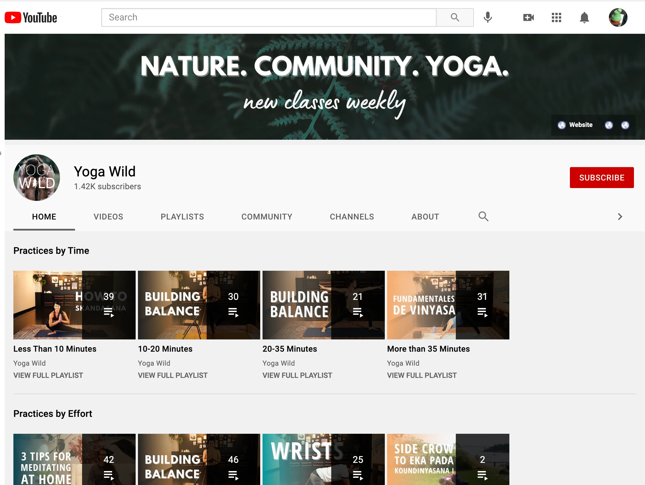 Canalul de Youtube Yoga Wild