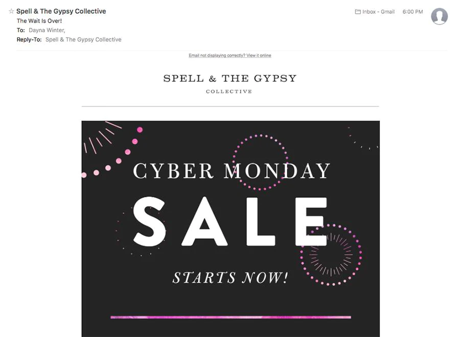 E-mail de vente Cyber ​​​​Monday.