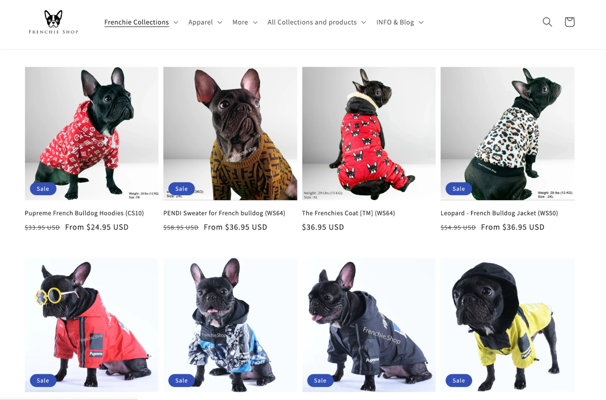 exemple de spécialité de magasin de chiens frenchie