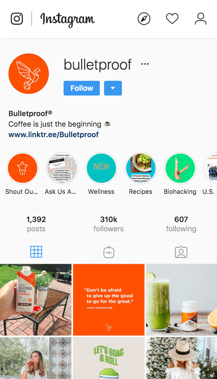 profil instagram de café pare-balles