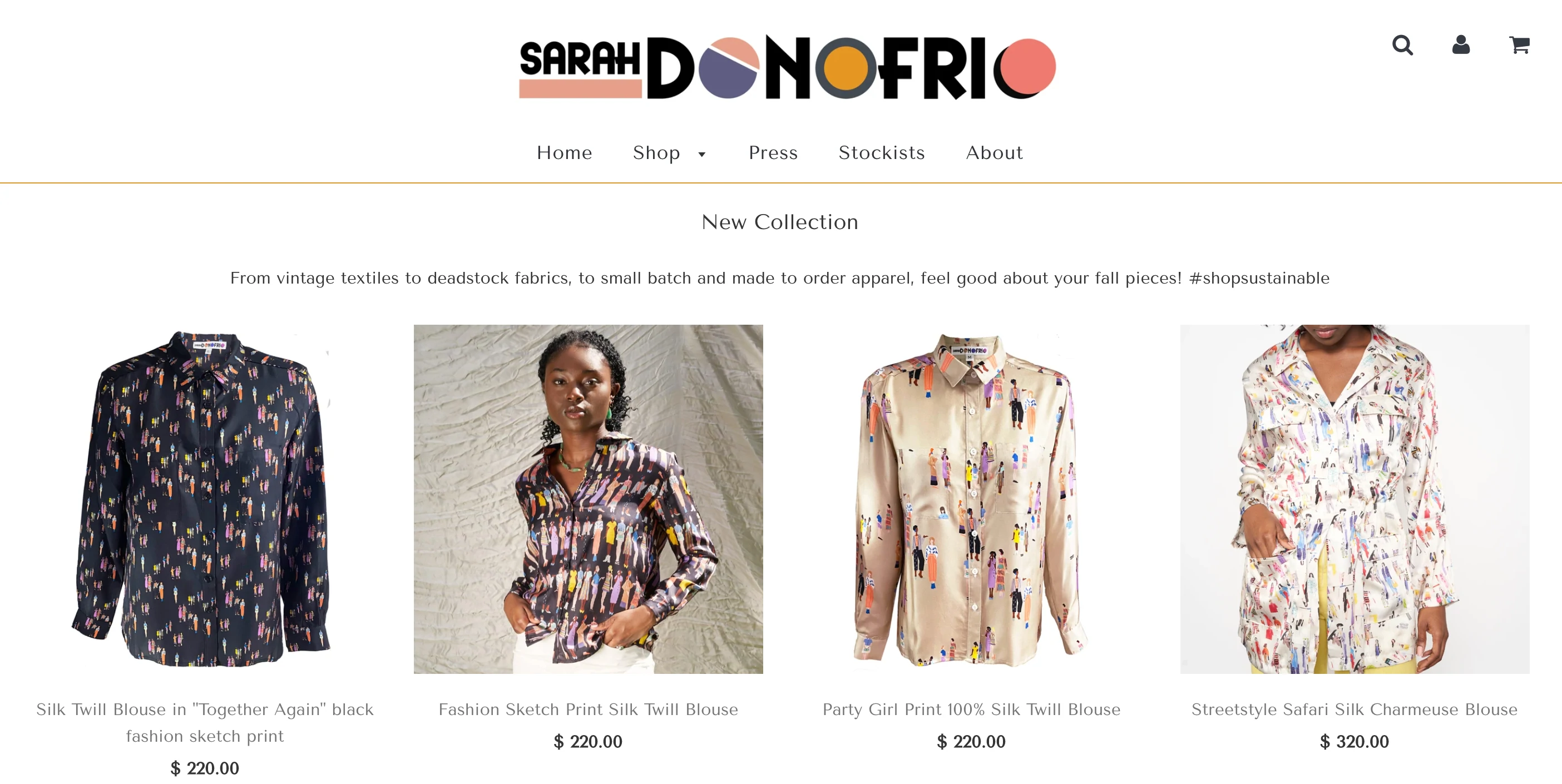 Capture d'écran de la page d'accueil du site Web de Sarah Donofrio