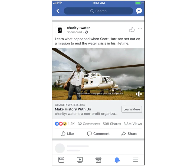 Exemple d'une publicité Facebook utilisée pour générer du trafic vers des sites Web