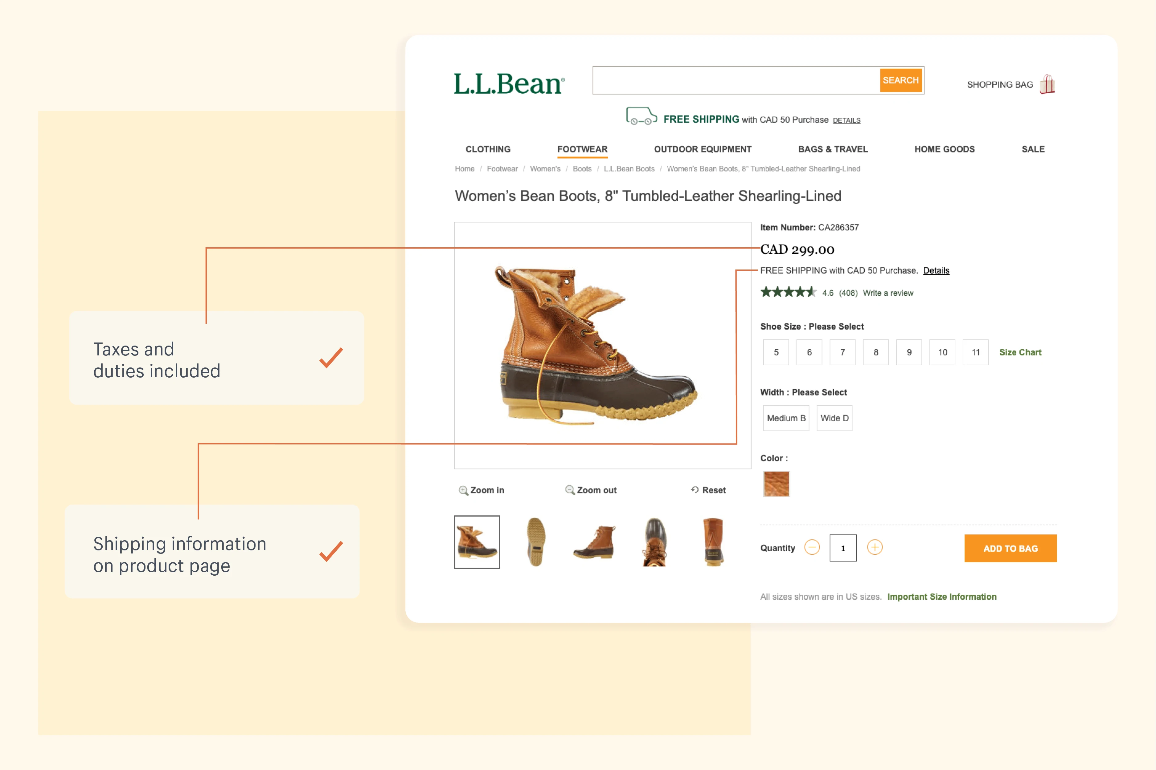 Ein Beispiel für L.L. Bean baut Kundenvertrauen durch Transparenz bei Transaktionen auf