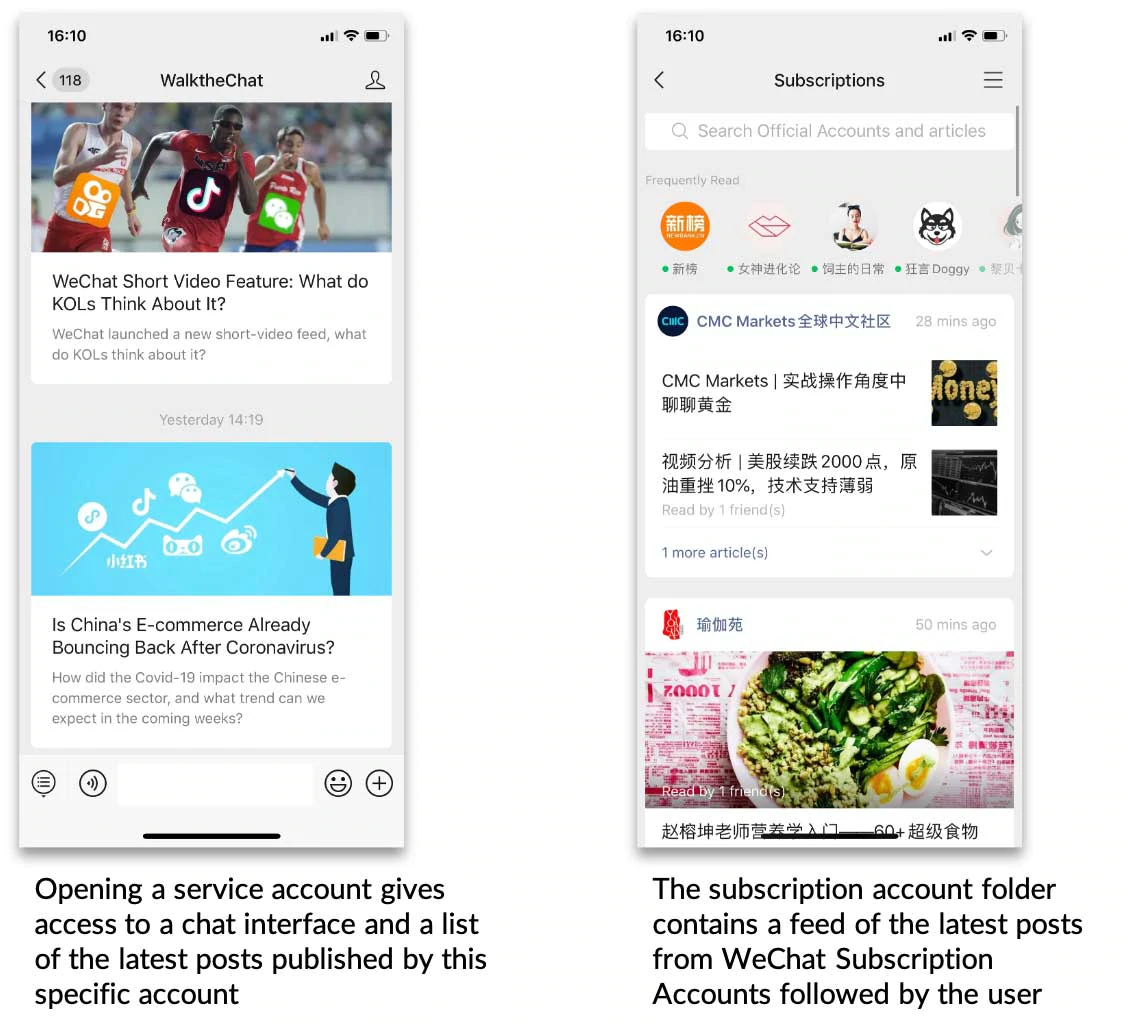 comptes d'abonnement wechat vs comptes de service