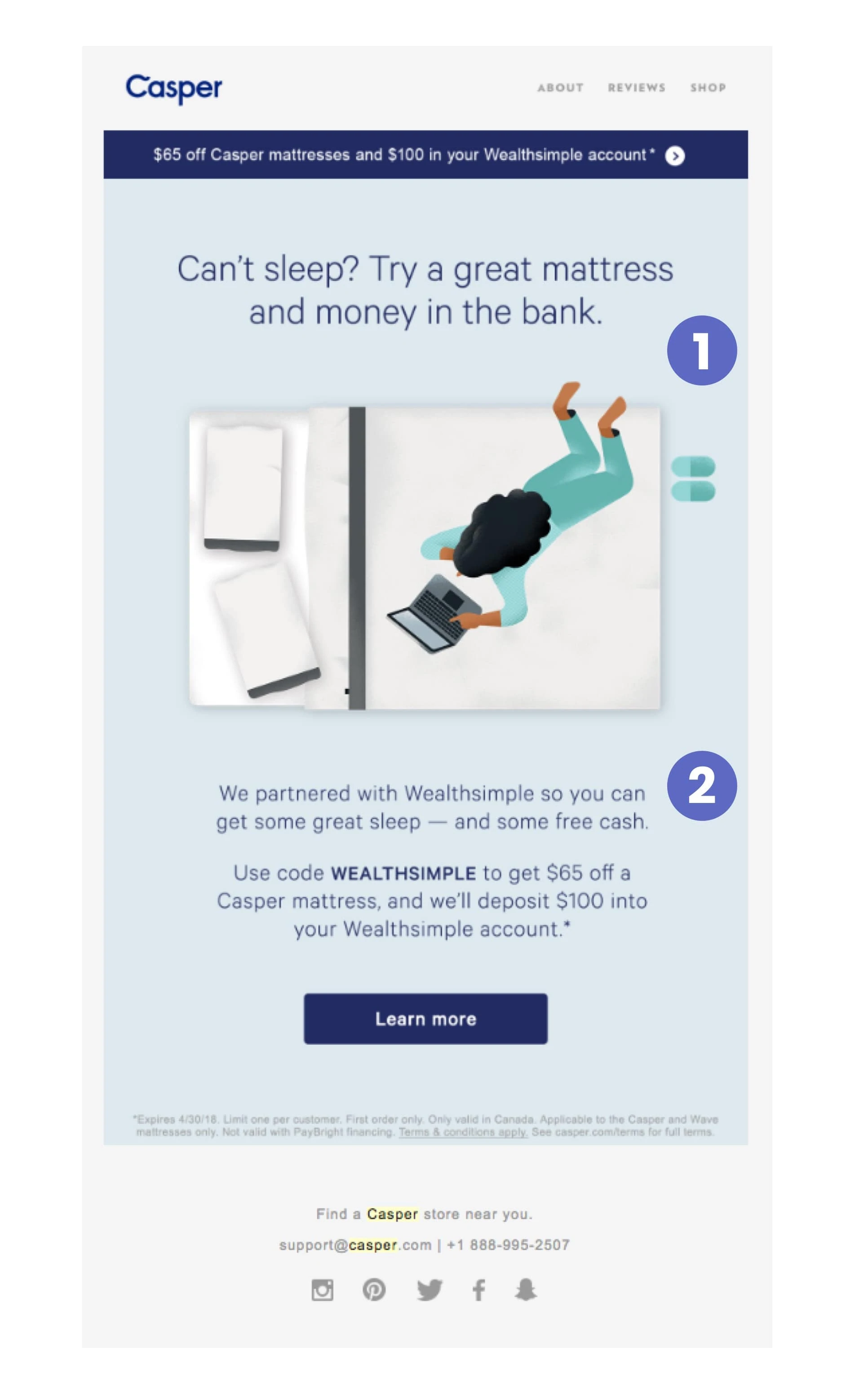 Casper partenariat avec WealthSimple Email