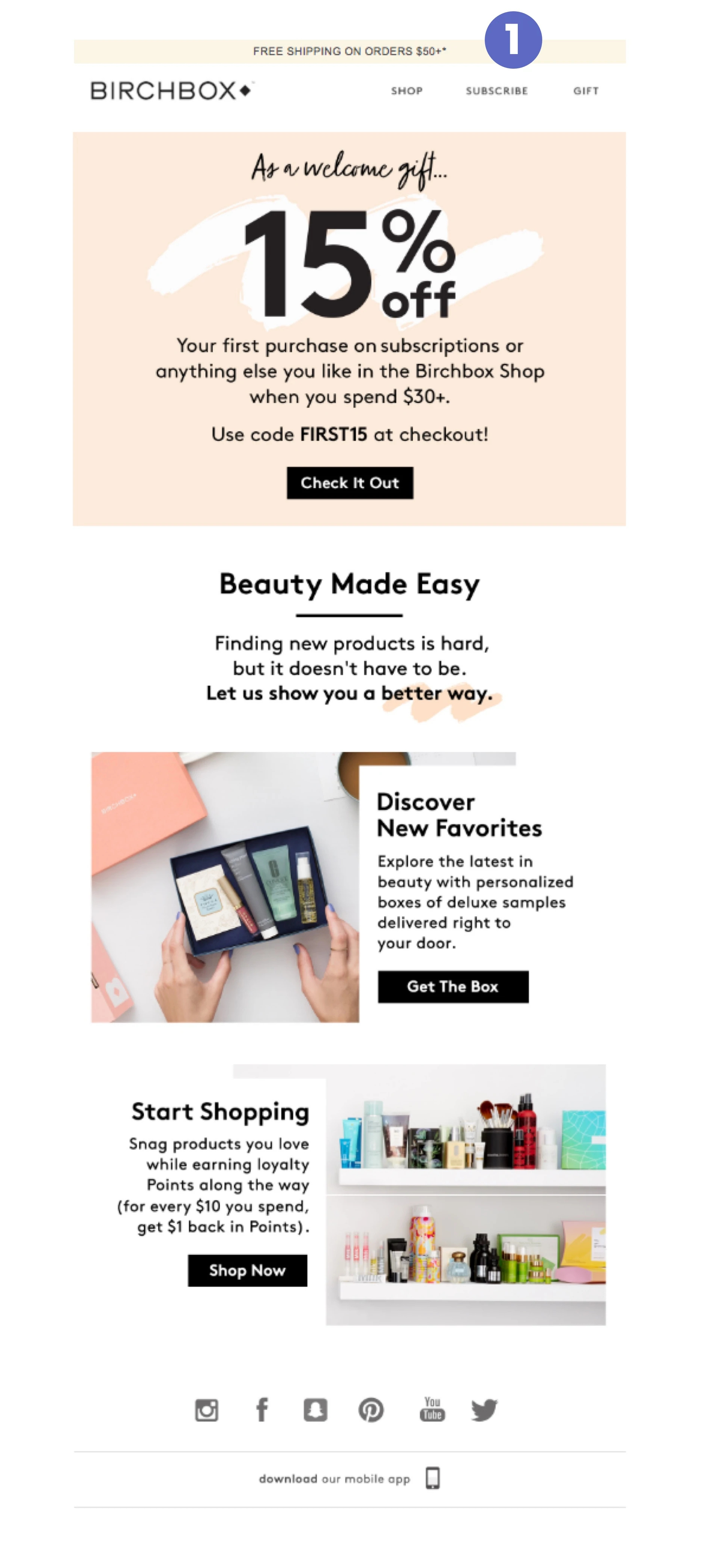 Un exemple d'e-mail marketing de Birchbox