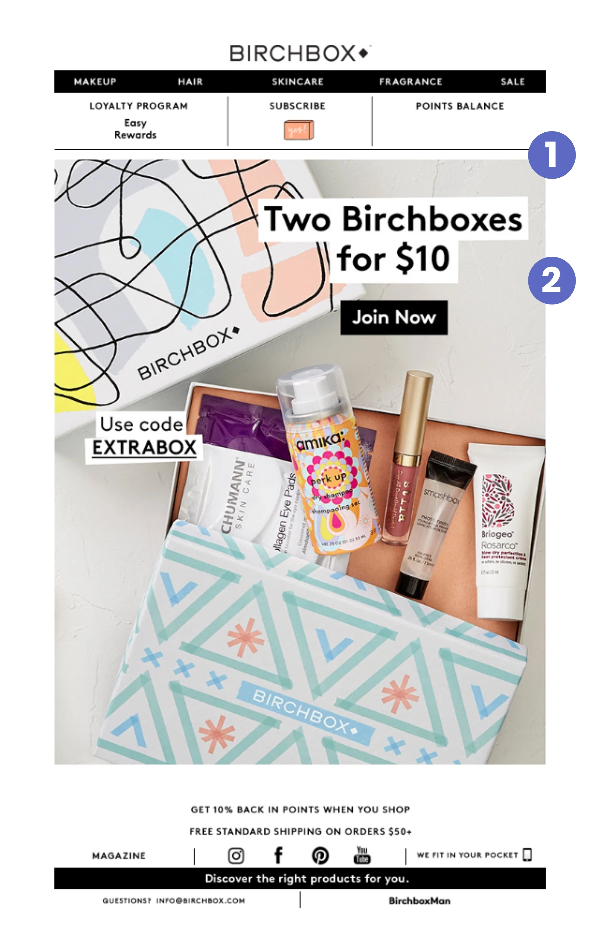 Un exemple d'e-mail marketing de Birchbox