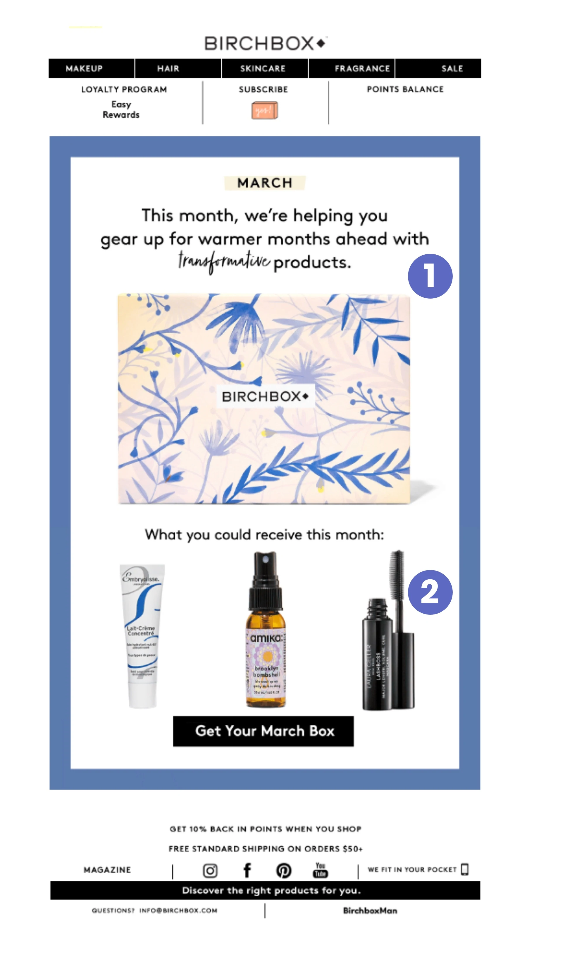 Un exemple d'e-mail marketing de Birchbox